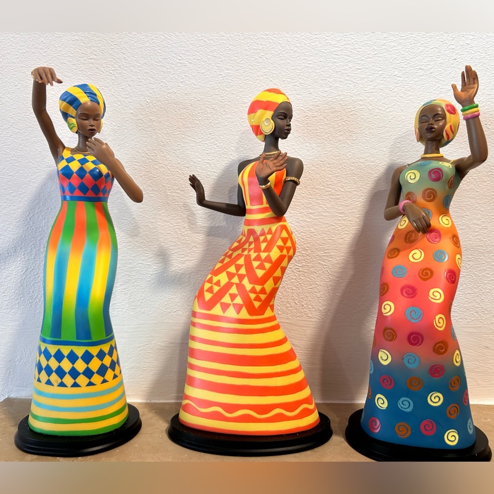 Vibrant African Art Sculpture Trio